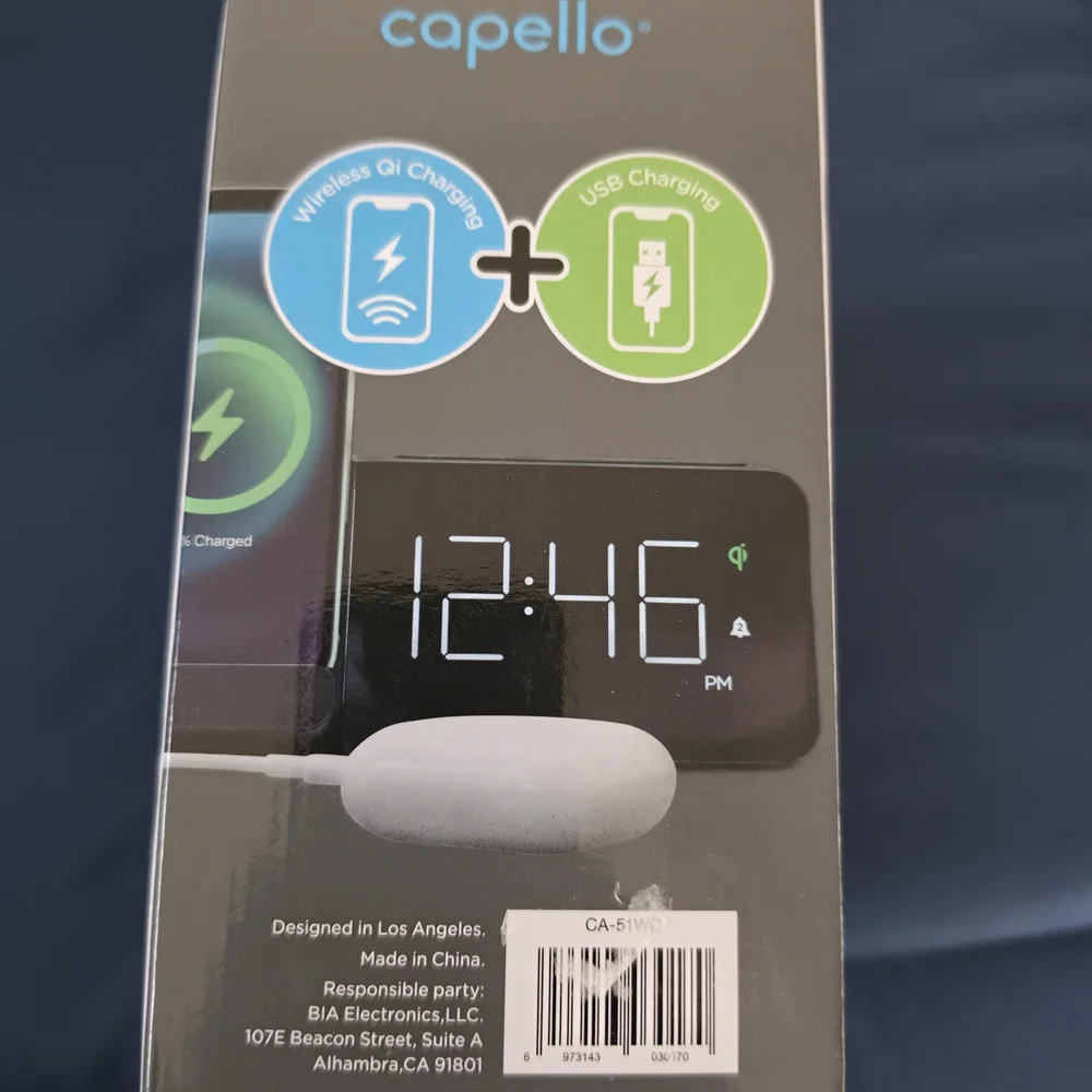 Capello Power Stand Qi Wireless Charger and Alarm Clock – Black